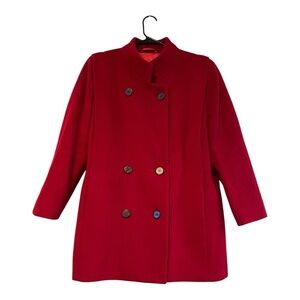 Vintage 1980s London Fog x Eaton Red Wool Coat Pure Virgin Wool, Size 10